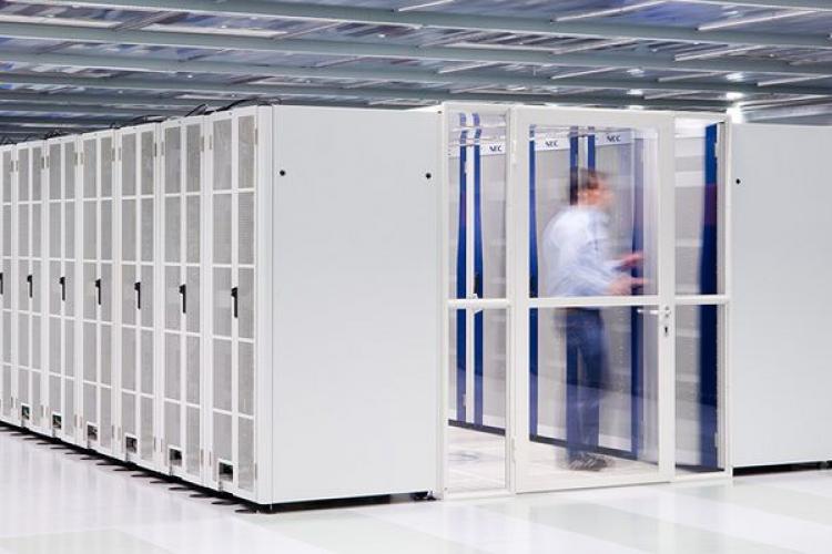 Man entering a data center